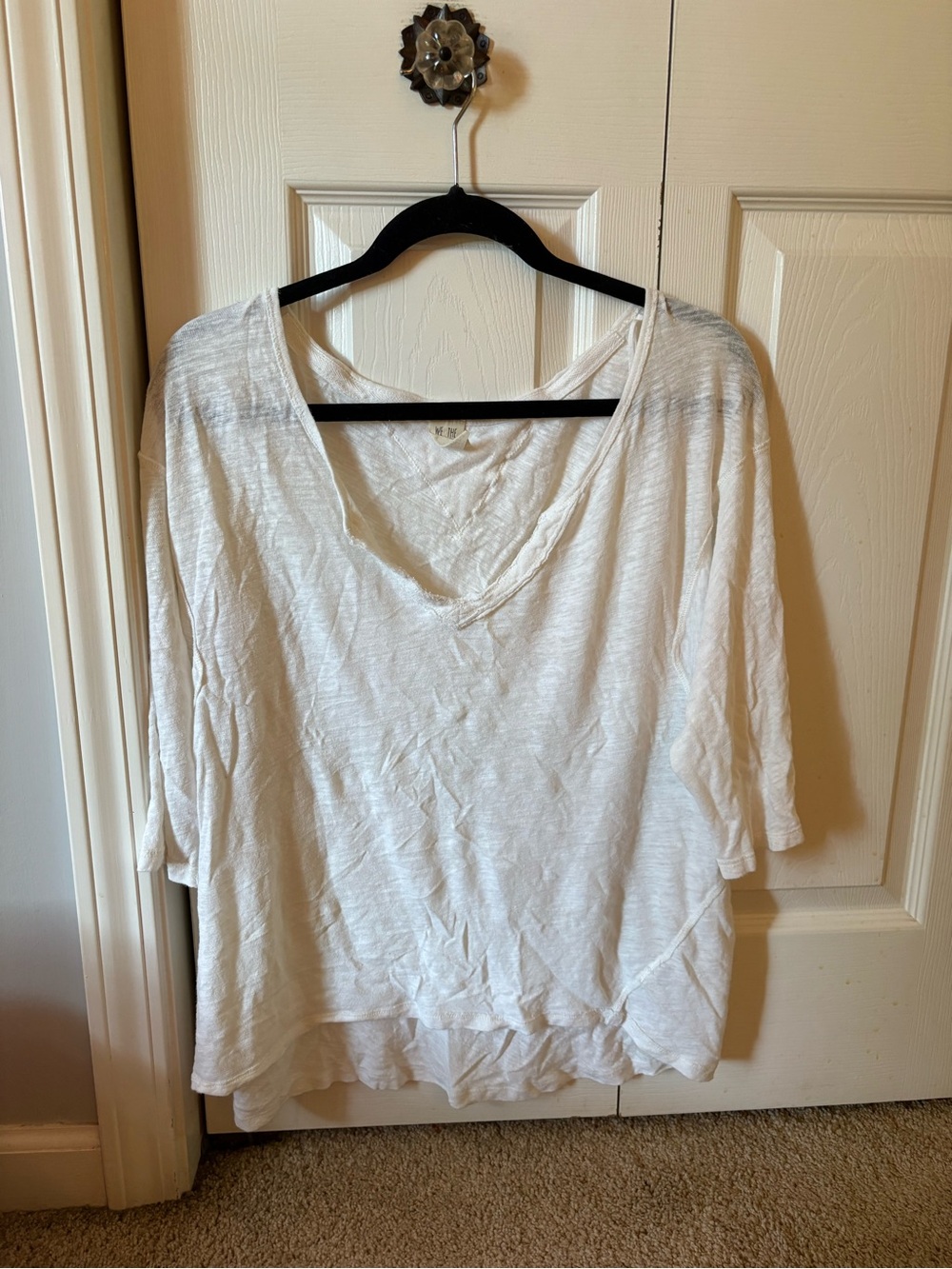 We The Free Slub Knit White V-Neck Tunic